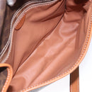 CELINE Macadam Canvas Circle Shoulder Bag PVC Leather Brown Gold Auth 141611-10