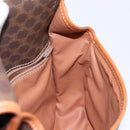 CELINE Macadam Canvas Circle Shoulder Bag PVC Leather Brown Gold Auth 141611-19