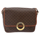 CELINE Macadam Canvas Circle Shoulder Bag PVC Leather Brown Gold Auth 141611-13