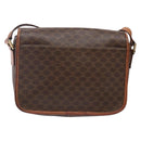 CELINE Macadam Canvas Circle Shoulder Bag PVC Leather Brown Gold Auth 141611-2