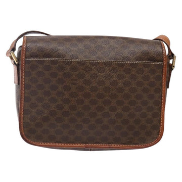 CELINE Macadam Canvas Circle Shoulder Bag PVC Leather Brown Gold Auth 141611 - 0