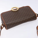CELINE Macadam Canvas Circle Shoulder Bag PVC Leather Brown Gold Auth 141611-6
