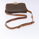 CELINE Macadam Canvas Circle Shoulder Bag PVC Leather Brown Gold Auth 141611-7