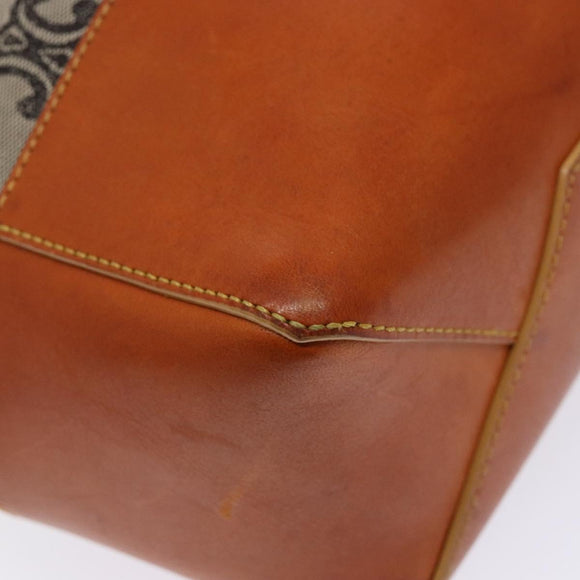 CELINE Triomphe Tote Bag Canvas Beige Gold Auth 141612