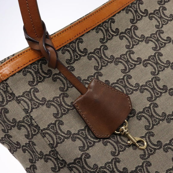 CELINE Triomphe Tote Bag Canvas Beige Gold Auth 141612