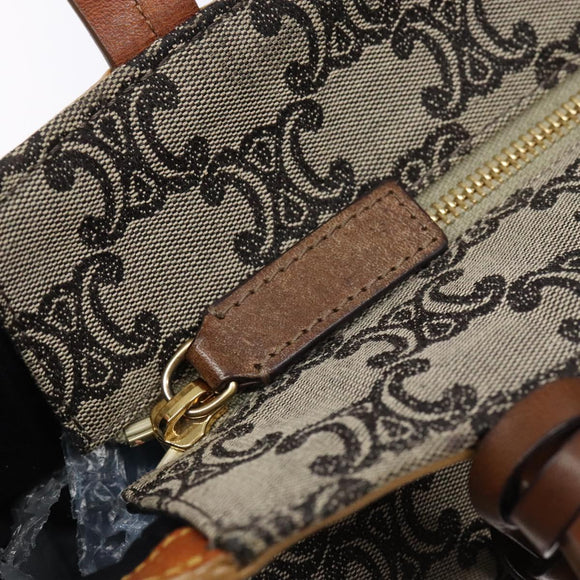 CELINE Triomphe Tote Bag Canvas Beige Gold Auth 141612