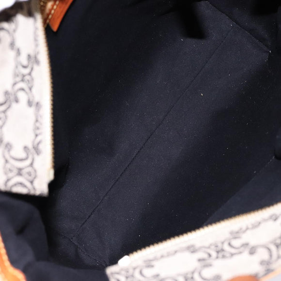 CELINE Triomphe Tote Bag Canvas Beige Gold Auth 141612