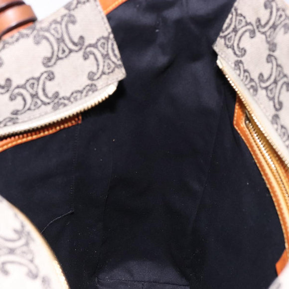 CELINE Triomphe Tote Bag Canvas Beige Gold Auth 141612