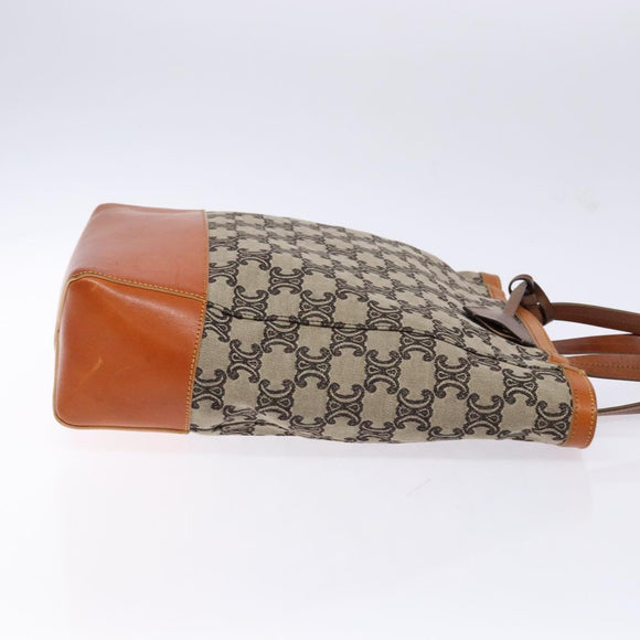 CELINE Triomphe Tote Bag Canvas Beige Gold Auth 141612