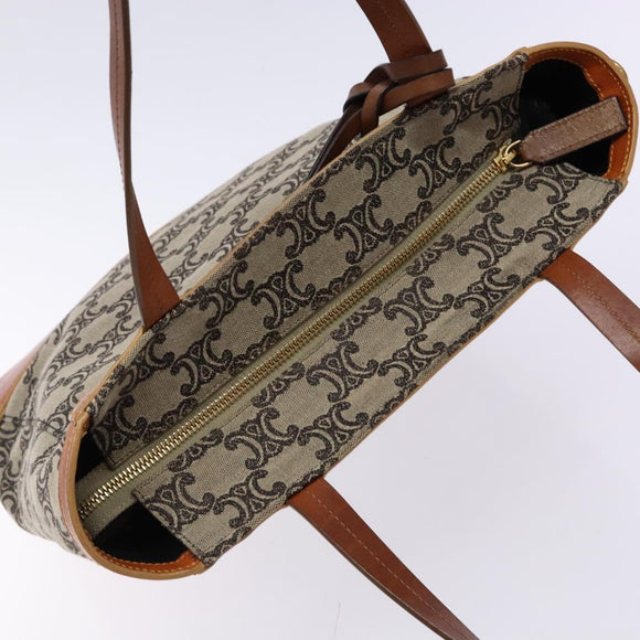 CELINE Triomphe Tote Bag Canvas Beige Gold Auth 141612