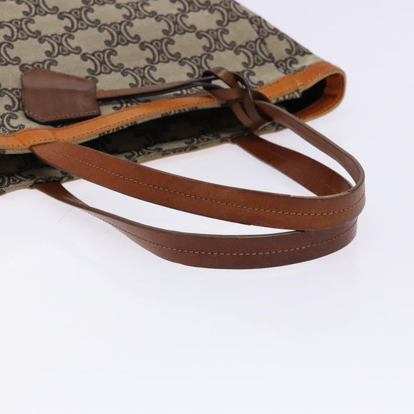 CELINE Triomphe Tote Bag Canvas Beige Gold Auth 141612