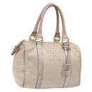 FENDI Zucchino Canvas Hand Bag Pink Gold Auth 141613-1