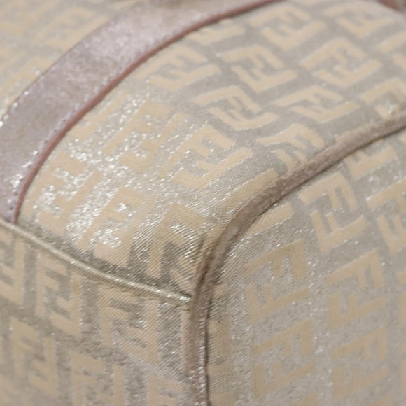 FENDI Zucchino Canvas Hand Bag Pink Gold Auth 141613