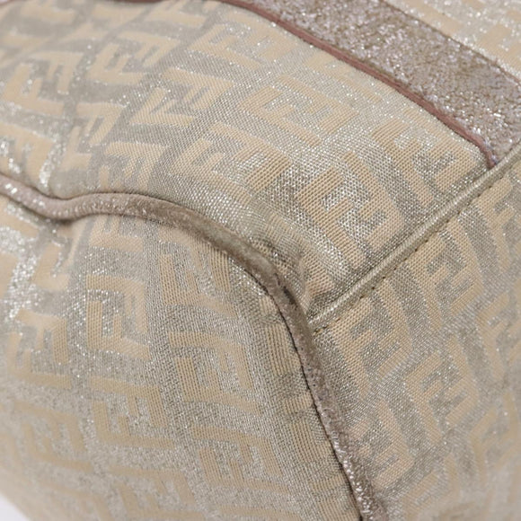 FENDI Zucchino Canvas Hand Bag Pink Gold Auth 141613