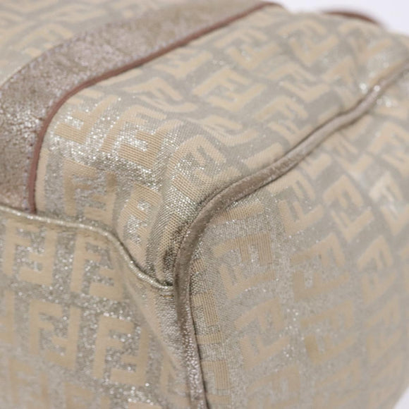 FENDI Zucchino Canvas Hand Bag Pink Gold Auth 141613
