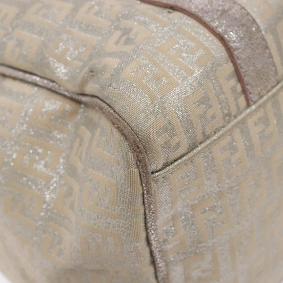 FENDI Zucchino Canvas Hand Bag Pink Gold Auth 141613