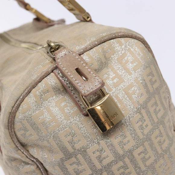 FENDI Zucchino Canvas Hand Bag Pink Gold Auth 141613
