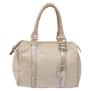 FENDI Zucchino Canvas Hand Bag Pink Gold Auth 141613-13