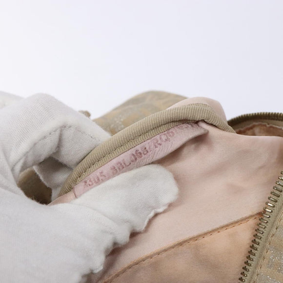 FENDI Zucchino Canvas Hand Bag Pink Gold Auth 141613