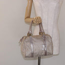 FENDI Zucchino Canvas Hand Bag Pink Gold Auth 141613-23