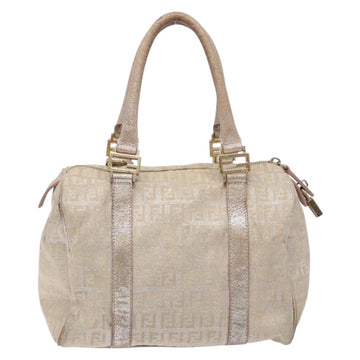 FENDI Zucchino Canvas Hand Bag Pink Gold Auth 141613 - 0