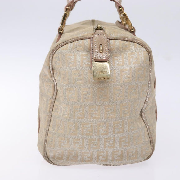 FENDI Zucchino Canvas Hand Bag Pink Gold Auth 141613