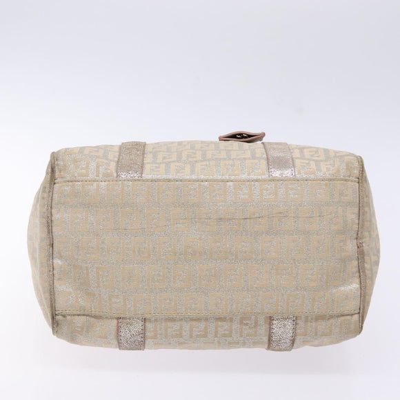 FENDI Zucchino Canvas Hand Bag Pink Gold Auth 141613