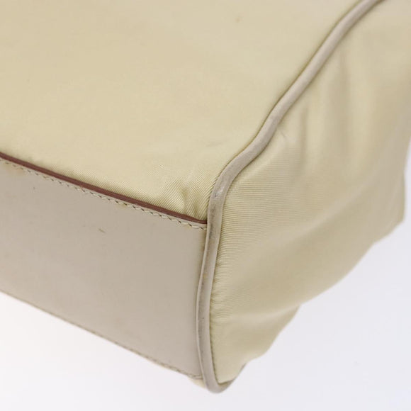 PRADA Hand Bag Nylon Beige Gold Auth 141616