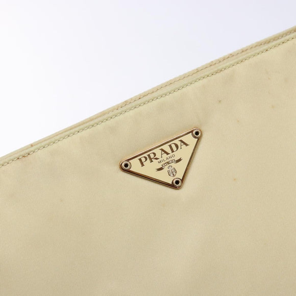 PRADA Hand Bag Nylon Beige Gold Auth 141616