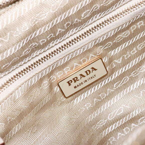 PRADA Hand Bag Nylon Beige Gold Auth 141616