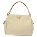 PRADA Hand Bag Nylon Beige Gold Auth 141616-13