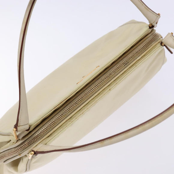 PRADA Hand Bag Nylon Beige Gold Auth 141616