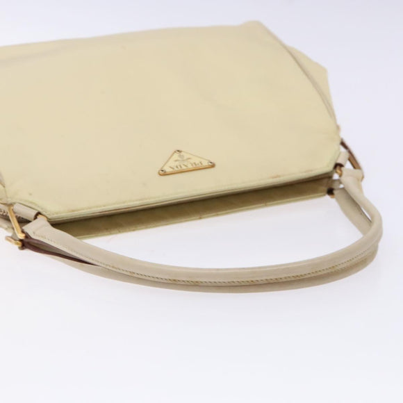 PRADA Hand Bag Nylon Beige Gold Auth 141616