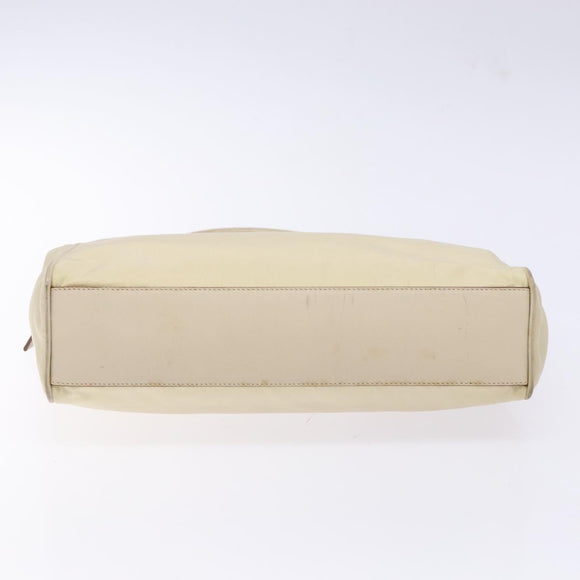 PRADA Hand Bag Nylon Beige Gold Auth 141616