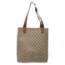 GUCCI GG Supreme Web Sherry Line Tote Bag PVC Beige Red 39 02 003 Auth 141617-2
