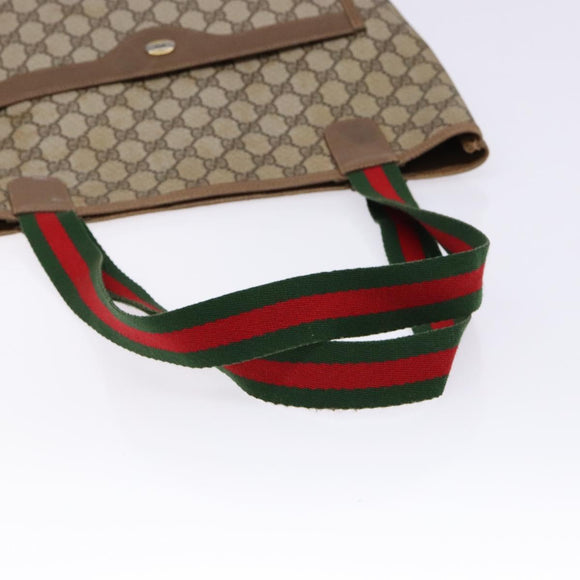 GUCCI GG Supreme Web Sherry Line Tote Bag PVC Beige Red 39 02 003 Auth 141617