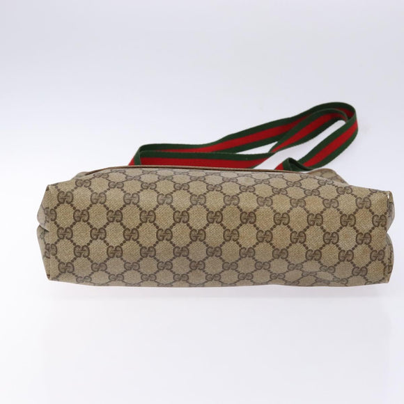 GUCCI GG Supreme Web Sherry Line Tote Bag PVC Beige Red 39 02 003 Auth 141617