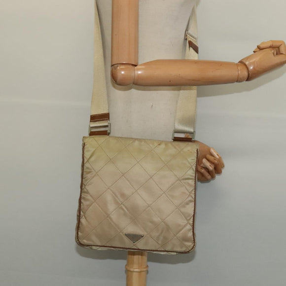 PRADA Shoulder Bag Nylon Beige Auth 141628