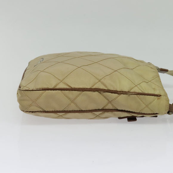PRADA Shoulder Bag Nylon Beige Auth 141628