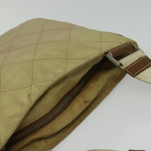 PRADA Shoulder Bag Nylon Beige Auth 141628