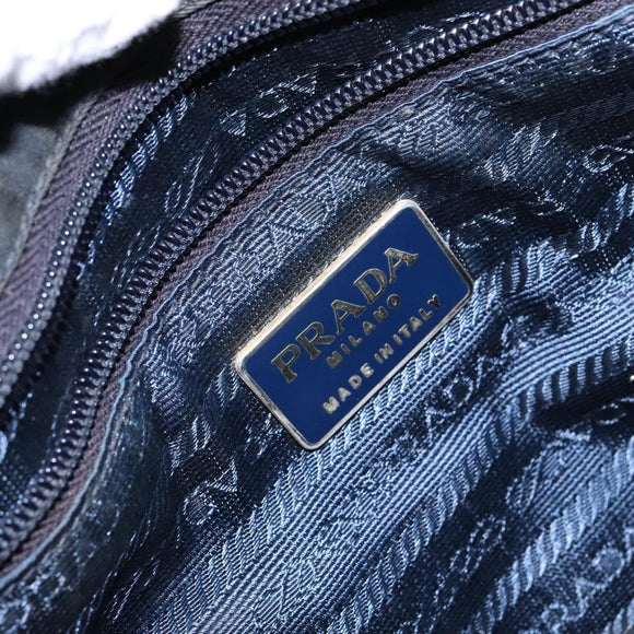 PRADA Hand Bag Nylon Navy Gold Auth 141629