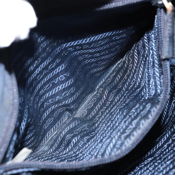 PRADA Hand Bag Nylon Navy Gold Auth 141629