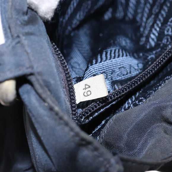 PRADA Hand Bag Nylon Navy Gold Auth 141629