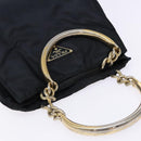 PRADA Hand Bag Nylon Navy Gold Auth 141629-6