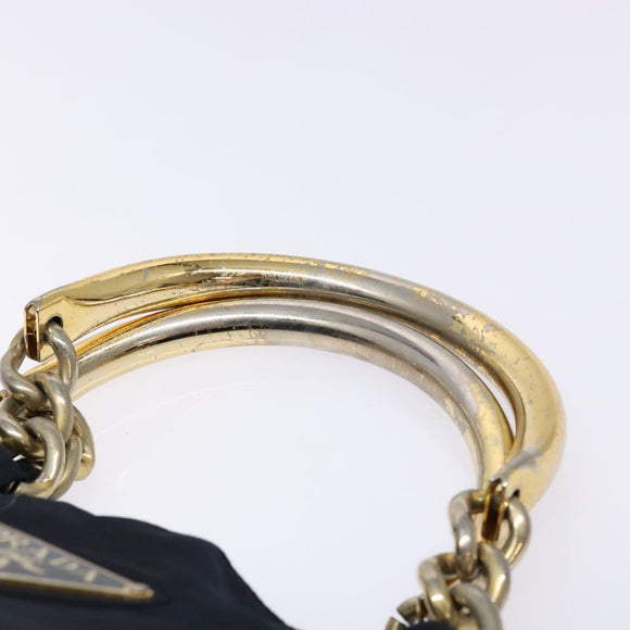 PRADA Hand Bag Nylon Navy Gold Auth 141629