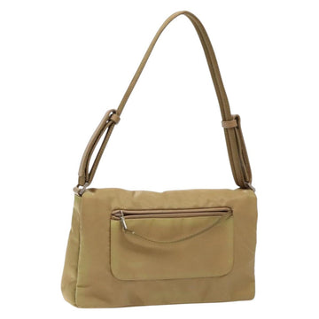 PRADA Shoulder Bag Nylon Beige Silver Auth 141630