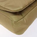 PRADA Shoulder Bag Nylon Beige Silver Auth 141630-10