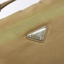 PRADA Shoulder Bag Nylon Beige Silver Auth 141630-14