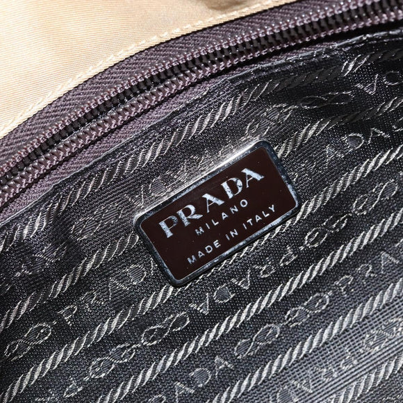 PRADA Shoulder Bag Nylon Beige Silver Auth 141630