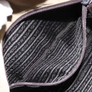 PRADA Shoulder Bag Nylon Beige Silver Auth 141630-22